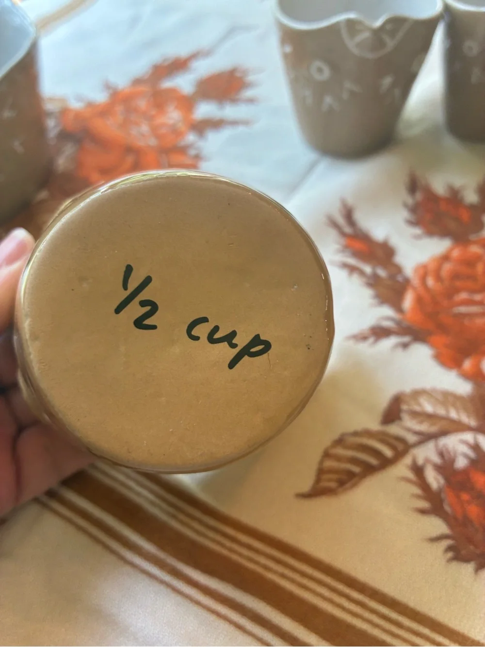 Ceramic Olive Green chicken Nesting measuring cups
